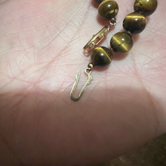 WOMENS VINTAGE HANDMADE TIGER EYE BRACELET - Picture 3 of 4